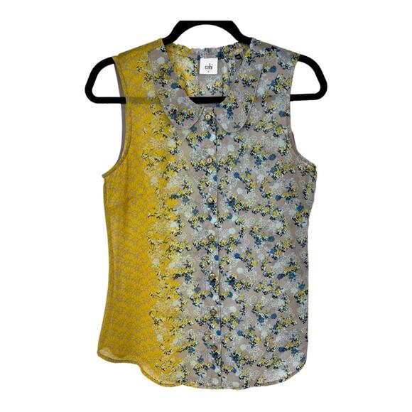 CAbi Floral Sleeveless PeterPan neck Blouse #5221 - Picture 2 of 10